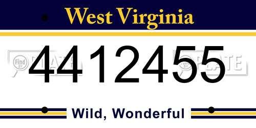 4412455 West Virginia License Plate