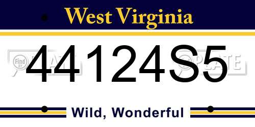 44124S5 West Virginia License Plate