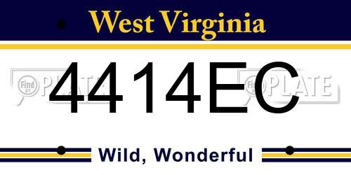 4414EC West Virginia License Plate