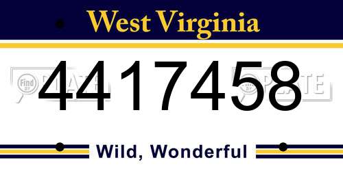 4417458 West Virginia License Plate