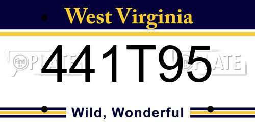 441T95 West Virginia License Plate