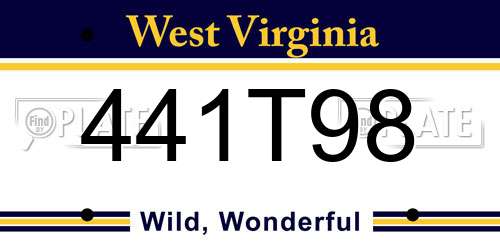 441T98 West Virginia License Plate