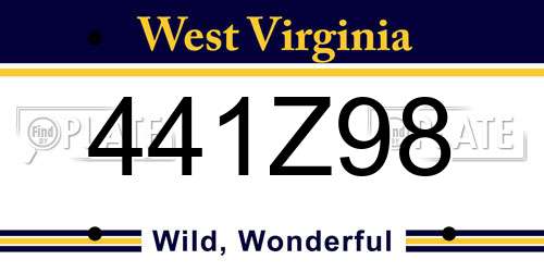 441Z98 West Virginia License Plate