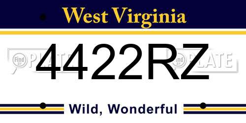 4422RZ West Virginia License Plate