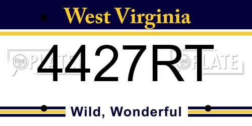 4427RT West Virginia License Plate