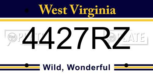 4427RZ West Virginia License Plate