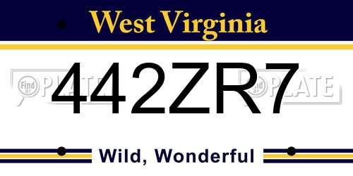 442ZR7 West Virginia License Plate