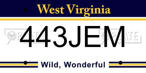 443JEM West Virginia License Plate