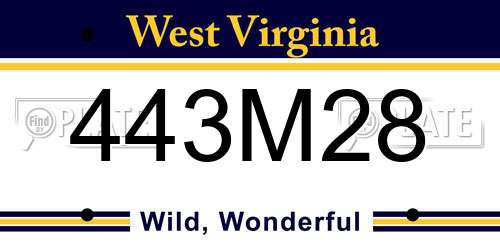 443M28 West Virginia License Plate