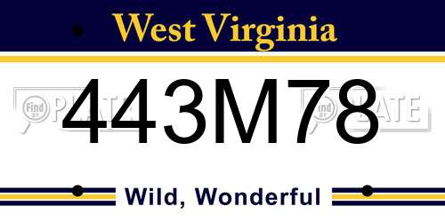 443M78 West Virginia License Plate