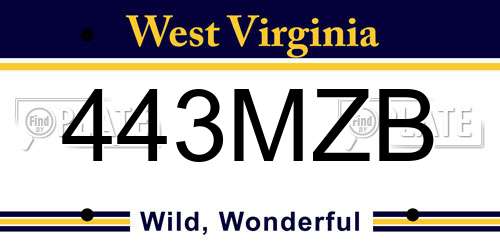 443MZB West Virginia License Plate