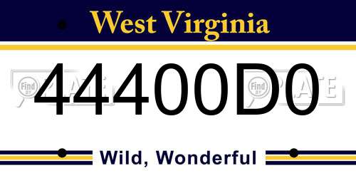 44400D0 West Virginia License Plate