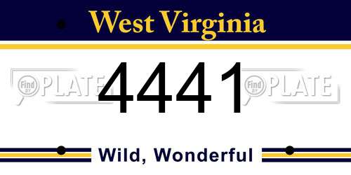4441 West Virginia License Plate