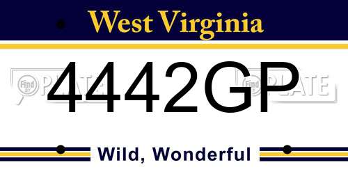 4442GP West Virginia License Plate