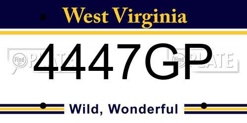 4447GP West Virginia License Plate