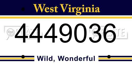 4449036 West Virginia License Plate
