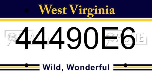 44490E6 West Virginia License Plate