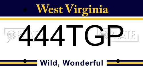 444TGP West Virginia License Plate