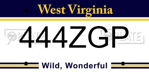 444ZGP West Virginia License Plate