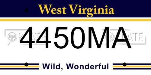 4450MA West Virginia License Plate