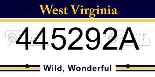 445292A West Virginia License Plate