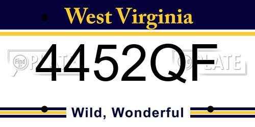 4452QF West Virginia License Plate