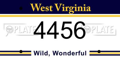 4456 West Virginia License Plate