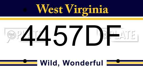 4457DF West Virginia License Plate