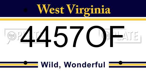 4457OF West Virginia License Plate