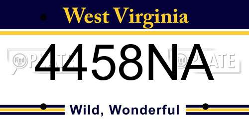 4458NA West Virginia License Plate