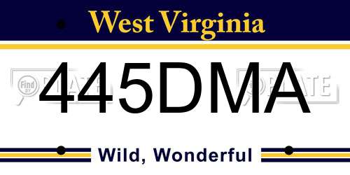 445DMA West Virginia License Plate