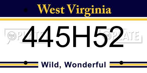 445H52 West Virginia License Plate