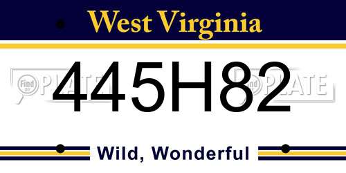 445H82 West Virginia License Plate