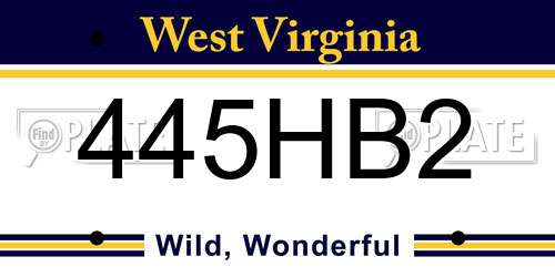 445HB2 West Virginia License Plate
