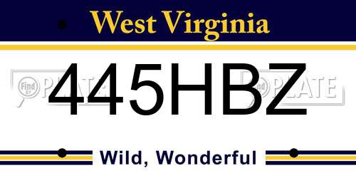 445HBZ West Virginia License Plate