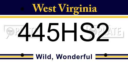 445HS2 West Virginia License Plate