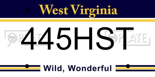 445HST West Virginia License Plate