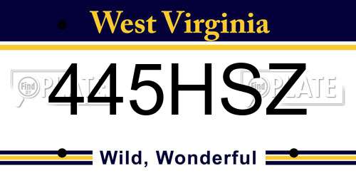 445HSZ West Virginia License Plate