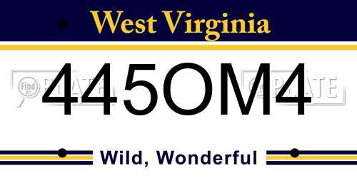 445OM4 West Virginia License Plate