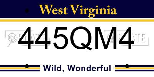 445QM4 West Virginia License Plate