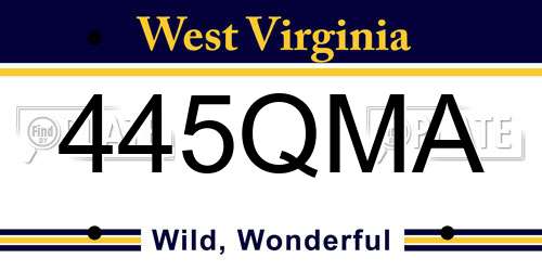 445QMA West Virginia License Plate
