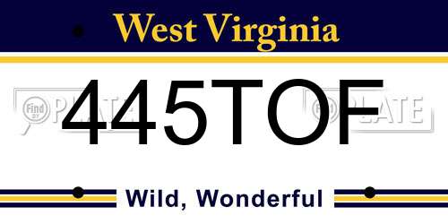 445TOF West Virginia License Plate
