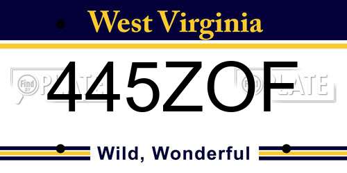 445ZOF West Virginia License Plate