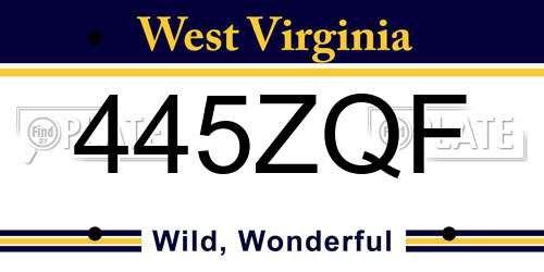 445ZQF West Virginia License Plate