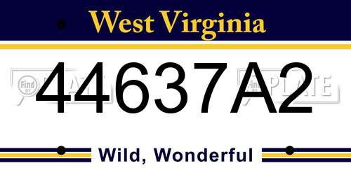 44637A2 West Virginia License Plate