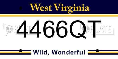 4466QT West Virginia License Plate