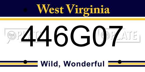446G07 West Virginia License Plate