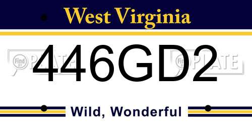 446GD2 West Virginia License Plate