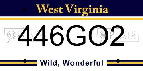 446GO2 West Virginia License Plate