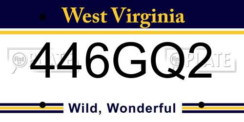 446GQ2 West Virginia License Plate